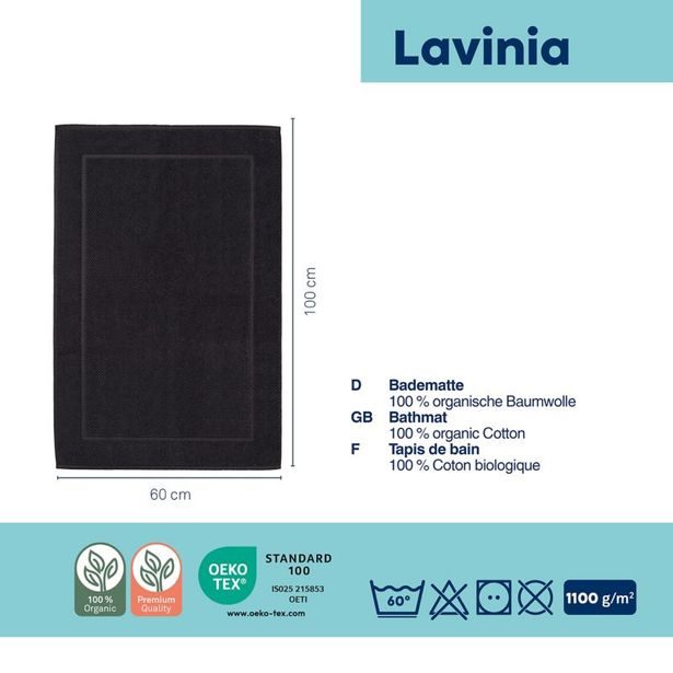 KELA Koupelnová předložka LAVINIA 100% organická bavlna černá 60x100 cm KL-23913