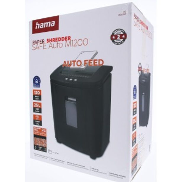 Hama Safe Auto M1200, skartovačka, micro řez, podavač, 120 listů, bezpečnostní úroveň P4 T4 E3