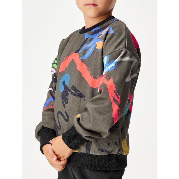 Unuo, Dětská bavlněná mikina, Khaki, Fantazie