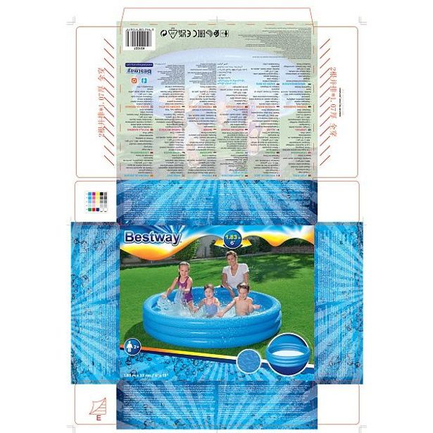 Bestway Nafukovací bazének červený, modrý, průměr 183 cm, výška 33cm