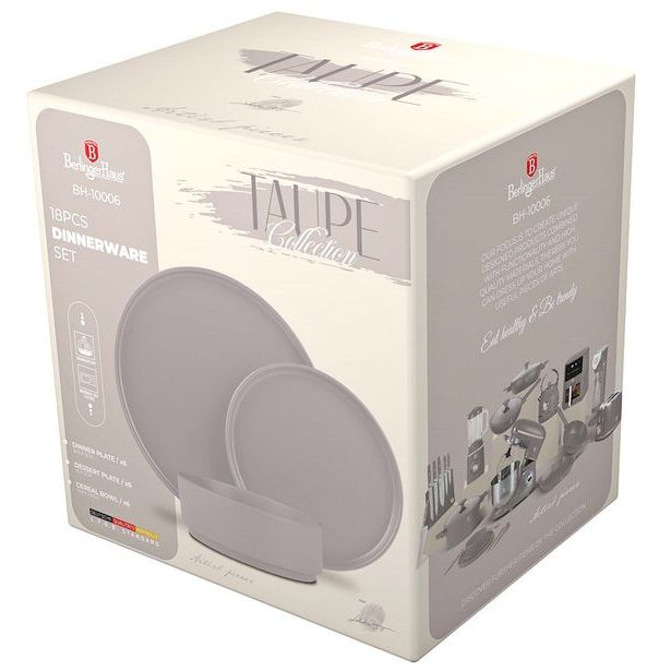 BERLINGERHAUS Jídelní sada talířů 18 ks Taupe Collection BH-10006