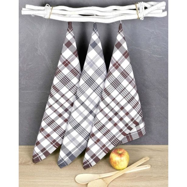 utěrka 3ks 70x50cm BROWN MIX-kuch., 100% EGYPTSKÁ bavlna