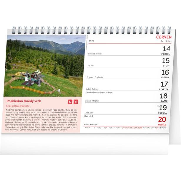 NOTIQUE Stolní kalendář Tipy na výlety 2027, 23,1 x 14,5 cm