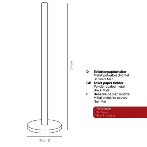 KELA Držák toaletního papíru Carta kovový černý 37,0cm 15,0cm KL-22825