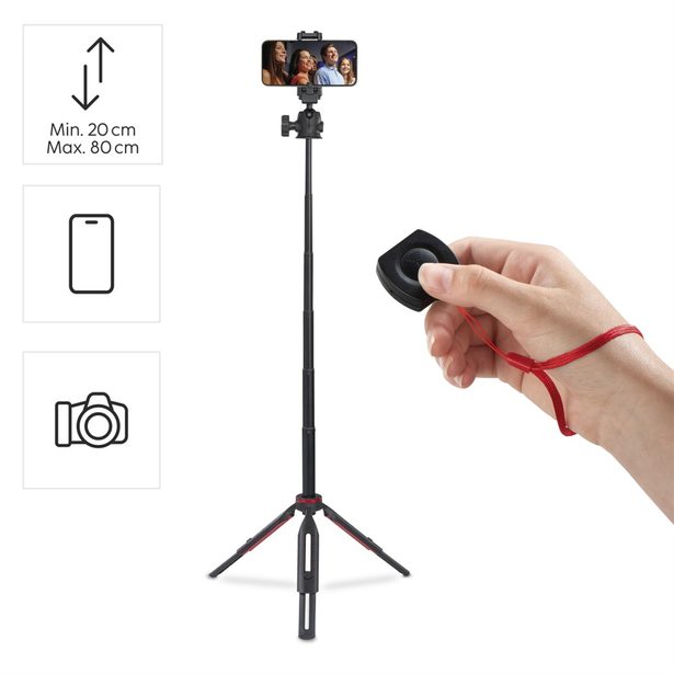 Hama Solid 80 Ball univerzální stativ / selfie tyč, Bluetooth dálková spoušť