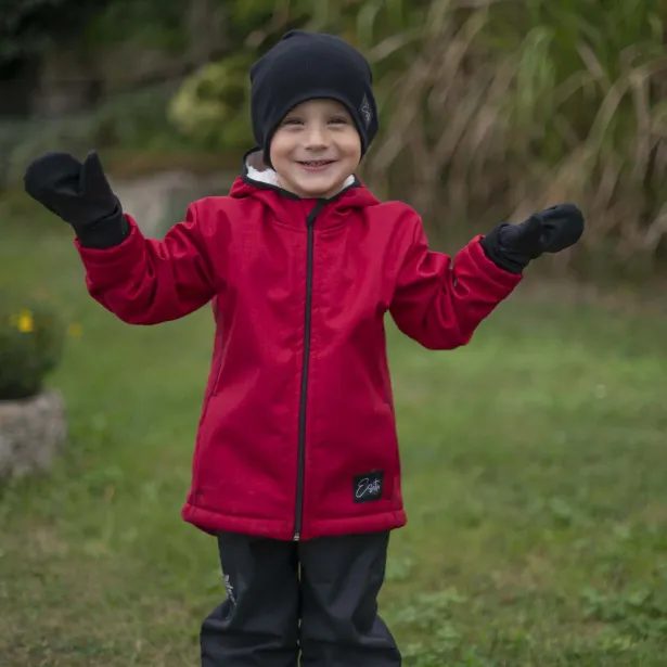 ESITO Dětská zimní softshellová bunda s beránkem Red