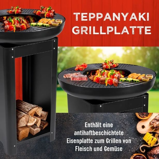 EDCO Přenosné zahradní ohniště s grilem a stojanem TEPPANYAKI ED-229074