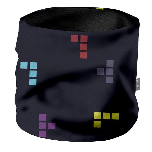 Unuo, Dětský nákrčník z fleecu Basic, Černá, Kostičky