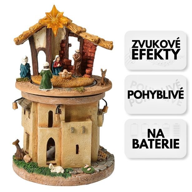 HOMESTYLING Betlém Vánoční dekorace 23 cm LED KO-ABL100030hvez