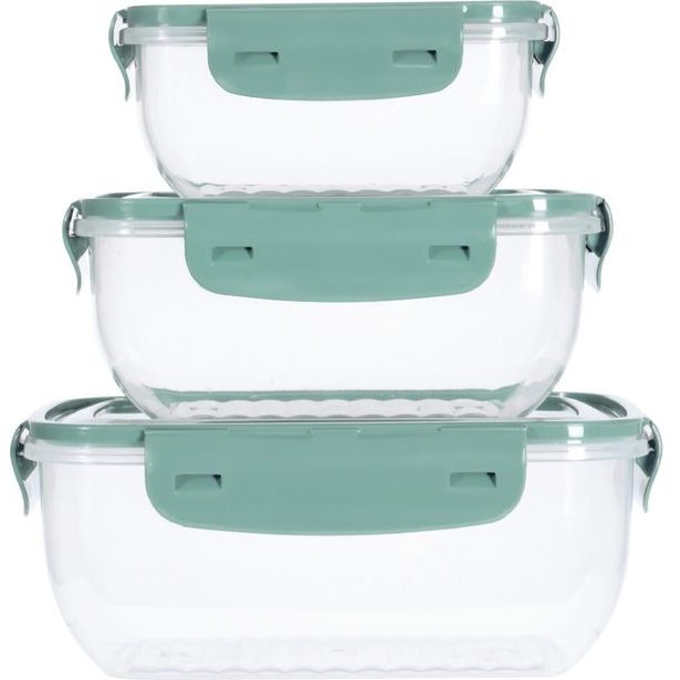 EXCELLENT HOUSEWARE Dóza na potraviny sada 3 ks tmavě zelená KO-024001560tmze