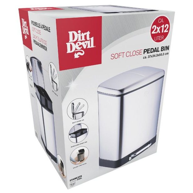 DIRT-DEVIL Odpadkový koš na tříděný odpad 2 x 12 l tiché zavírání ED-249502