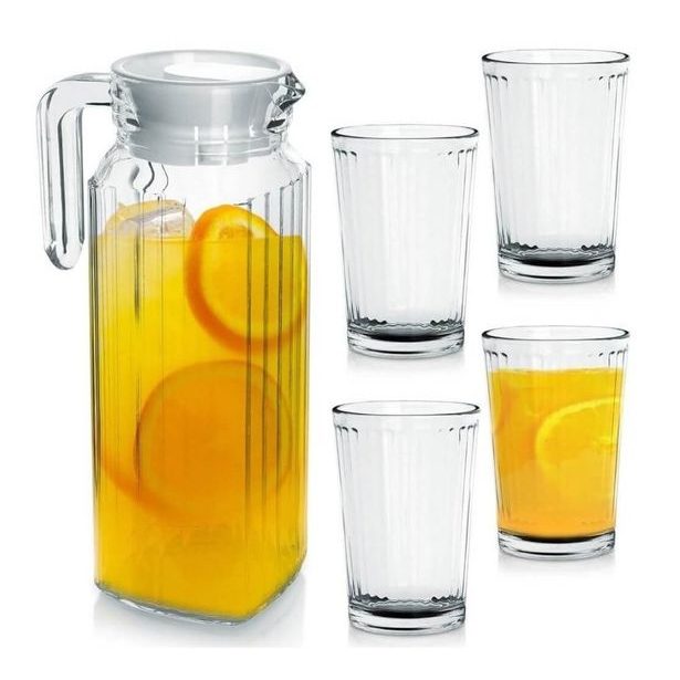 EXCELLENT HOUSEWARE Sada sklenic s karafou na limonádu skleněná 5 ks KO-YE9000500
