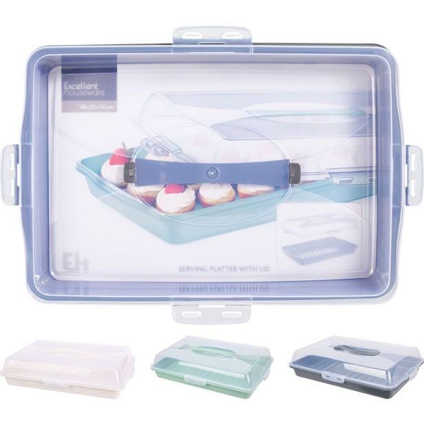 EXCELLENT HOUSEWARE Plastový servírovací tác s víkem 44 x 31 cm zelená KO-022000230zele