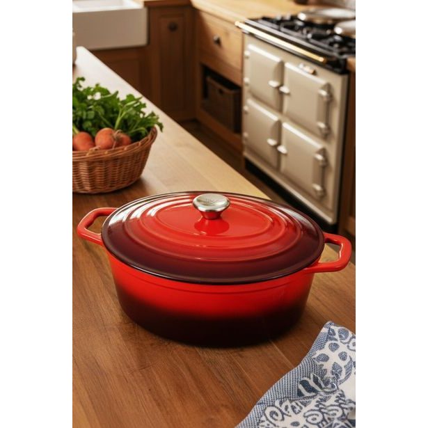 CS SOLINGEN Pekáč s poklicí litinový Xanten 36 x 22 cm červený CS-070052