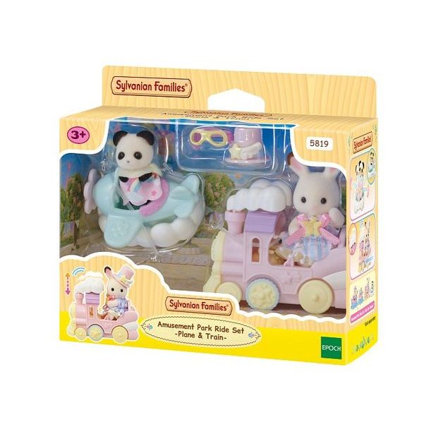 Sylvanian family Letadlo, vláček a baby figurky v zábavném parku