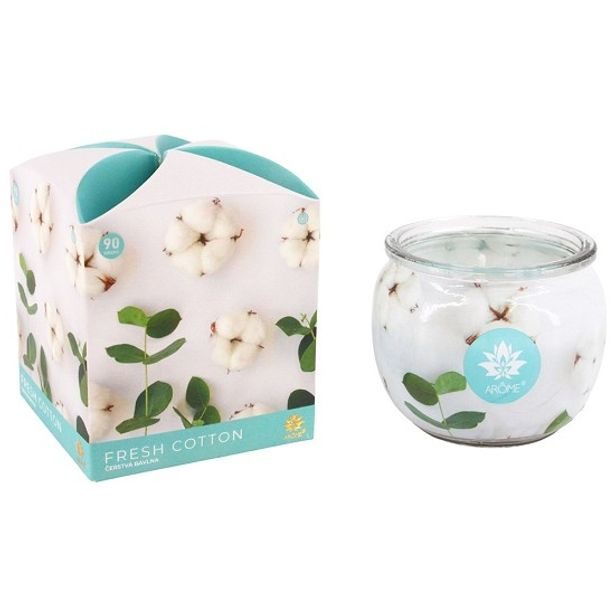 svíčka vonná 90g, ČERSTVÁ BAVLNA, parafín, DB, sklo