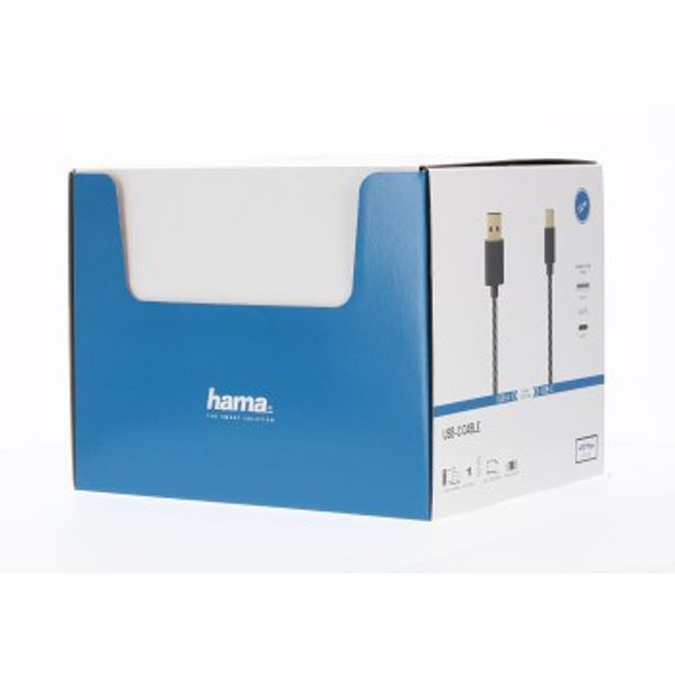 Hama USB-C 2.0 kabel typ A-C, 1,5 m, opletený, blistr/displej