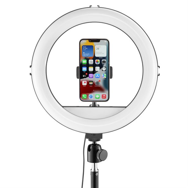 Hama SpotLight Steady 120 III, kruhové LED světlo 12" pro telefon, Bluetooth spoušť, stativ