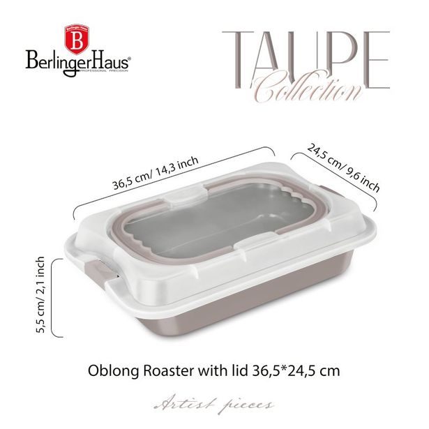 BERLINGERHAUS Plech na pečení s víkem přenosný Taupe Collection BH-8638