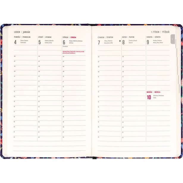NOTIQUE 18měsíční diář Petito – Flóra 2026/2027, 11 x 16 cm