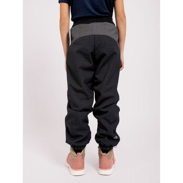 Unuo, Dětské softshellové oteplovačky se sherpou Light, Černá Źíhaná, Šedá Žíhaná