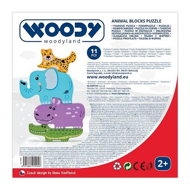 WOODY Puzzle na desce - Zvířátka