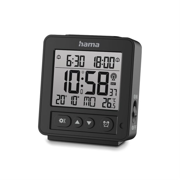 Hama Rhodes, digitální budík, řízený rádiovým signálem, černý