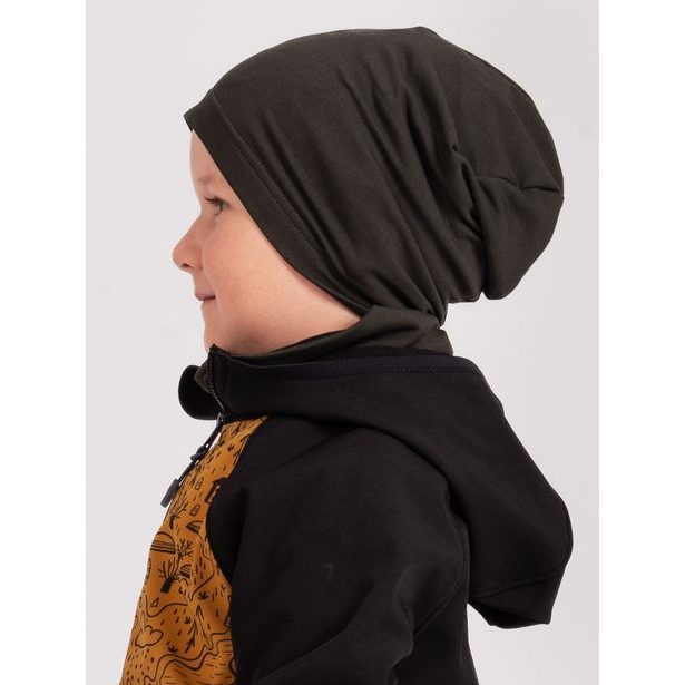 Unuo, Dětská čepice z teplákoviny Homeless, Tm. Khaki