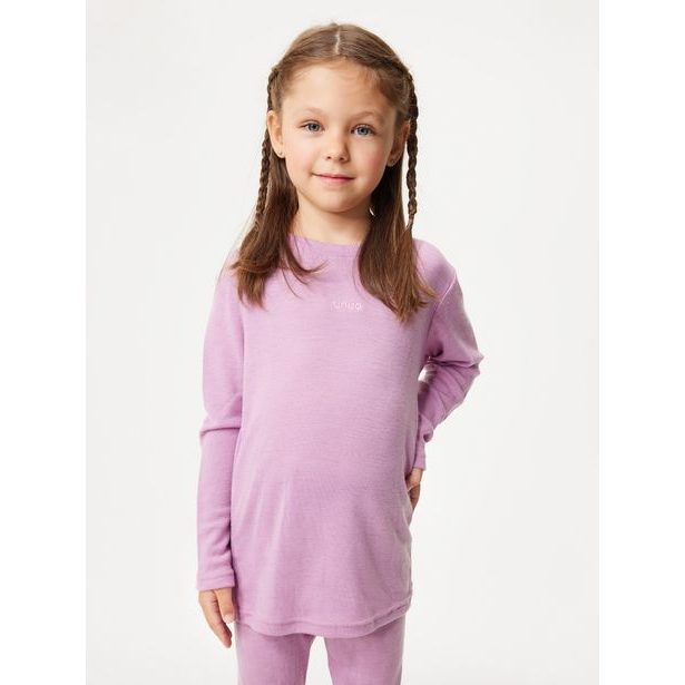 Unuo Dětské merino triko s dlouhým rukávem, Růžová