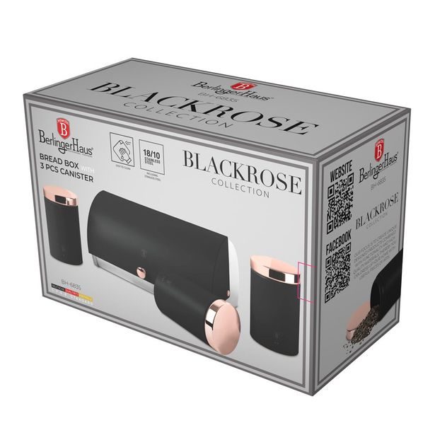 BERLINGERHAUS Chlebník a sada dóz na potraviny 4 ks Black Rose Collection BH-6835