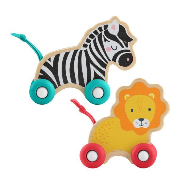 FP DŘEVĚNÁ POSTRKOVACÍ LEV A ZEBRA