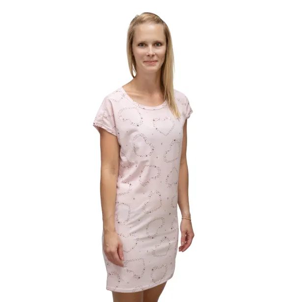 ESITO Dámská noční košile Hvězdné srdce - růžová