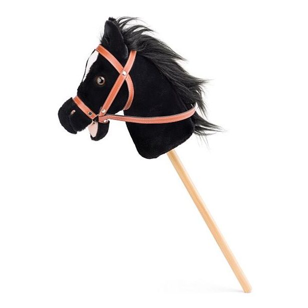 FAUNICA Hobby horse Baron, černý kůň na tyči se zvuky