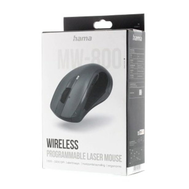Hama laserová bezdrátová myš MW-800 V2, tmavě šedá