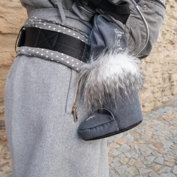 ESITO (handmade) Softshellové capáčky Angor - 0 ( 2 - 5 měsíců ) / šedá / stříbrná