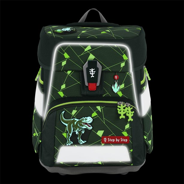 Školní aktovka Step by Step SPACE SHINE, Dino Night Tyro - 5 dílný set, AGR certifikát