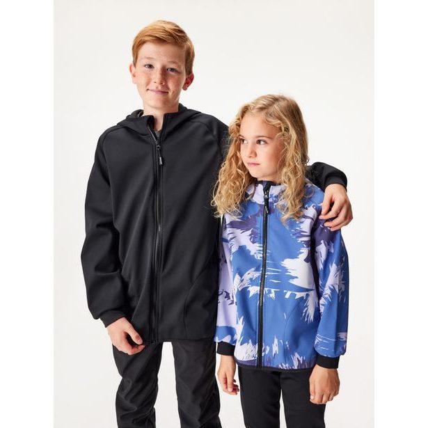 Unuo, Dětská softshellová bunda s fleecem pružná Basic, Černá