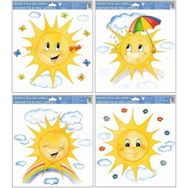 dekorace okenní SLUNÍČKA 30x30cm, ruč.mal., fólie
