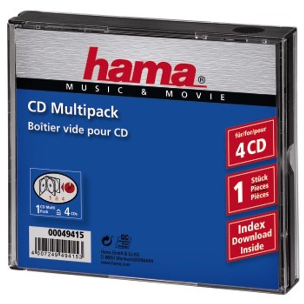 Hama CD Multi-Pack, obal na 4 CD/DVD, průhledný/černý