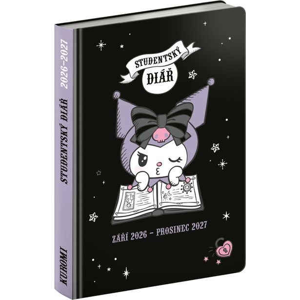 NOTIQUE Studentský diář Kuromi (září 2026 – prosinec 2027), 9,8 x 14,5 cm