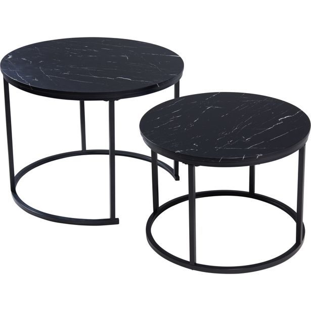 H & S COLLECTION Odkládací stolek kulatý sada 2 ks 60 / 50 cm černá KO-MB9000010
