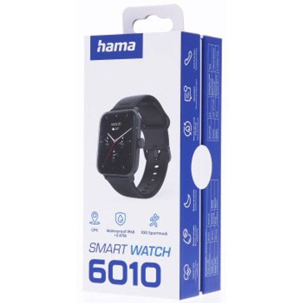 Hama 6010, smart hodinky, GPS, telefonování, voděodolné IP68/3 ATM, Siri/Google Assistant, černé