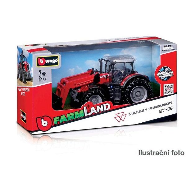 Bburago Bburago - FarmLand, Traktor s předním nakladačem na setrvačník, 10cm, assort