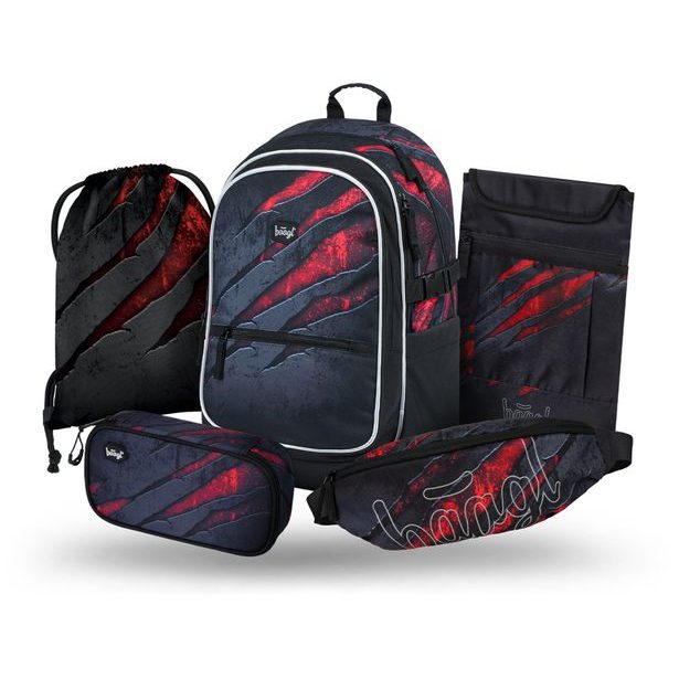 BAAGL SET 5 Core Láva: batoh, penál, sáček, ledvinka, obal na notebook