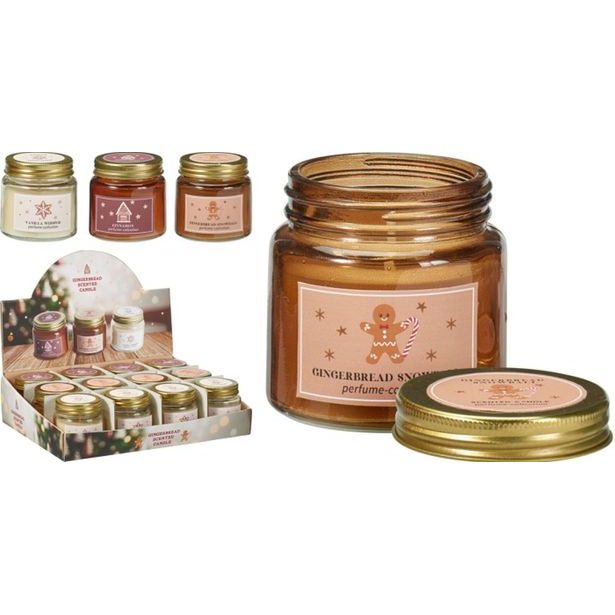 svíčka 6cm, VÁNOČNÍ, ve skle, s víčkem, mix druhů