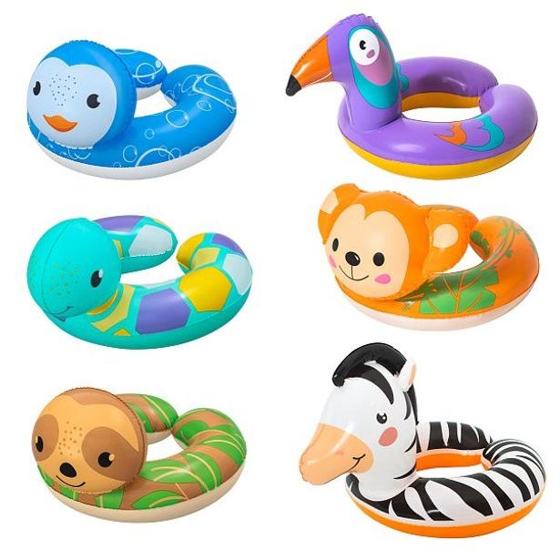 Bestway Nafukovací kruh Safari - mix 3 druhy (tučňák, želva, lenochod)