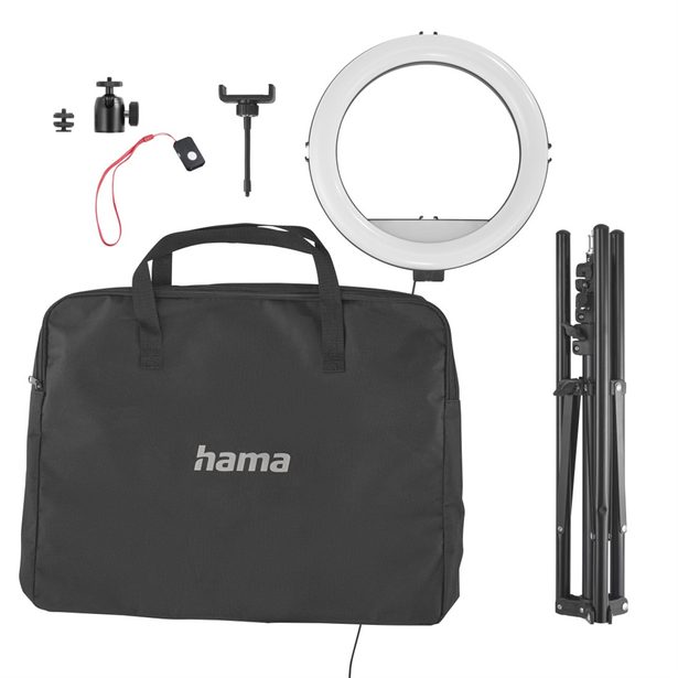 Hama SpotLight Steady 120 III, kruhové LED světlo 12" pro telefon, Bluetooth spoušť, stativ