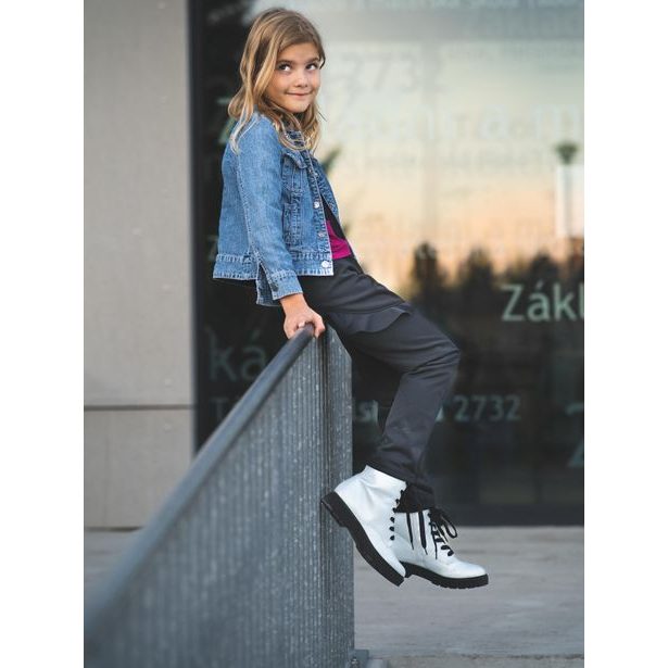 Unuo, Dětské softshellové kalhoty s fleecem pružné Fantasy, Černá