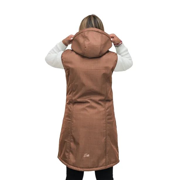 ESITO Dámská zimní softshellová vesta s beránkem Brown - hnědá