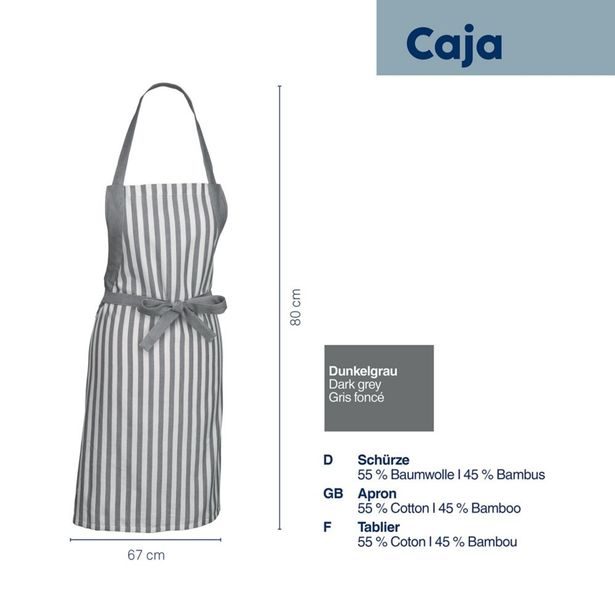 KELA Zástěra Caja 55% bavlna/45% bambus šedá 80x67 cm KL-12875